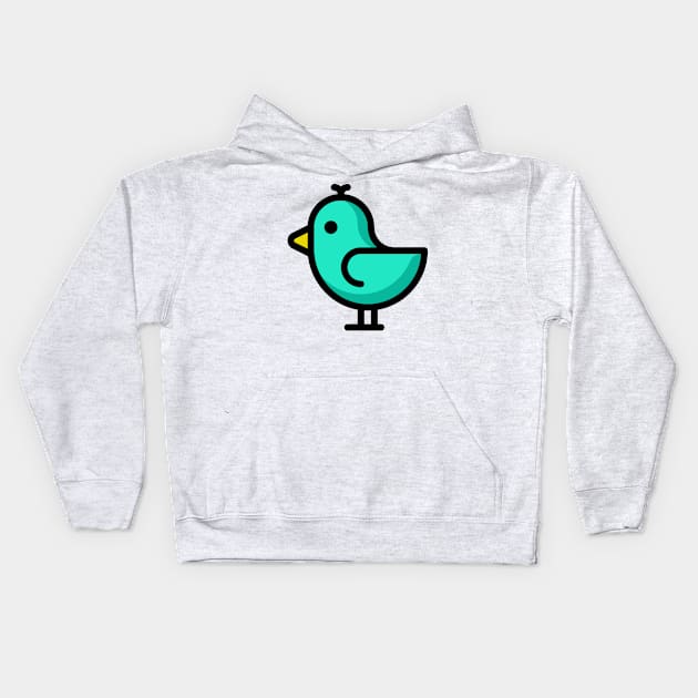 Little Big Bird Birdie Teal Kids Hoodie by BradleyHeal